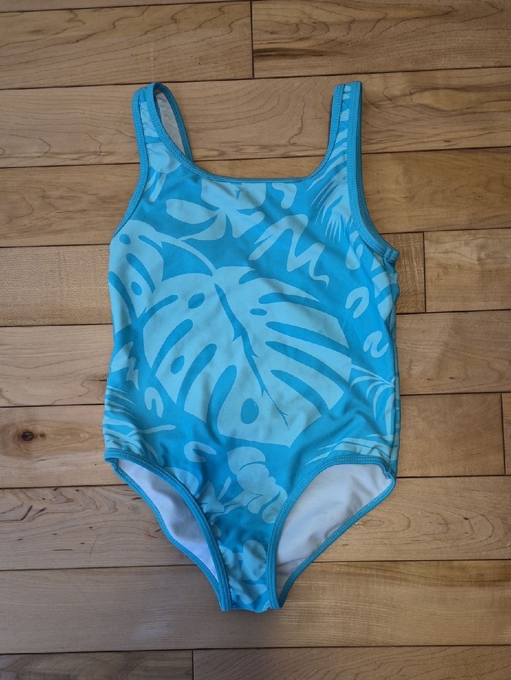 Girls Size 10 Fila Turquoise Tropical Print One-Piece Swimsuit